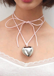 Isabelle Silver Velvet Heart Necklace