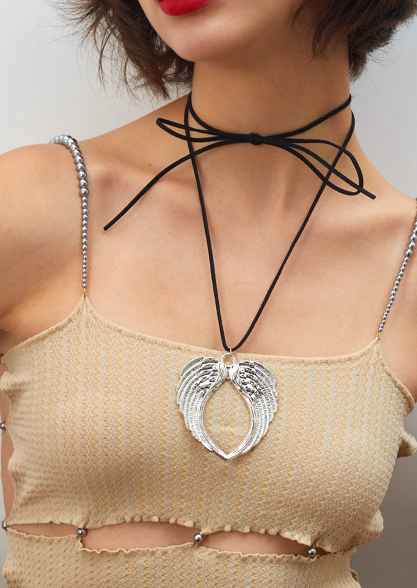Hallowing Angle Wings Silver Necklace