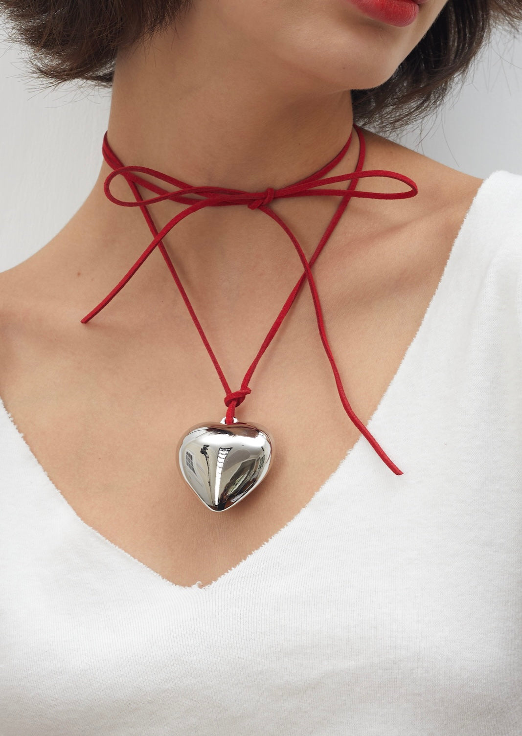 Isabelle Silver Velvet Heart Necklace