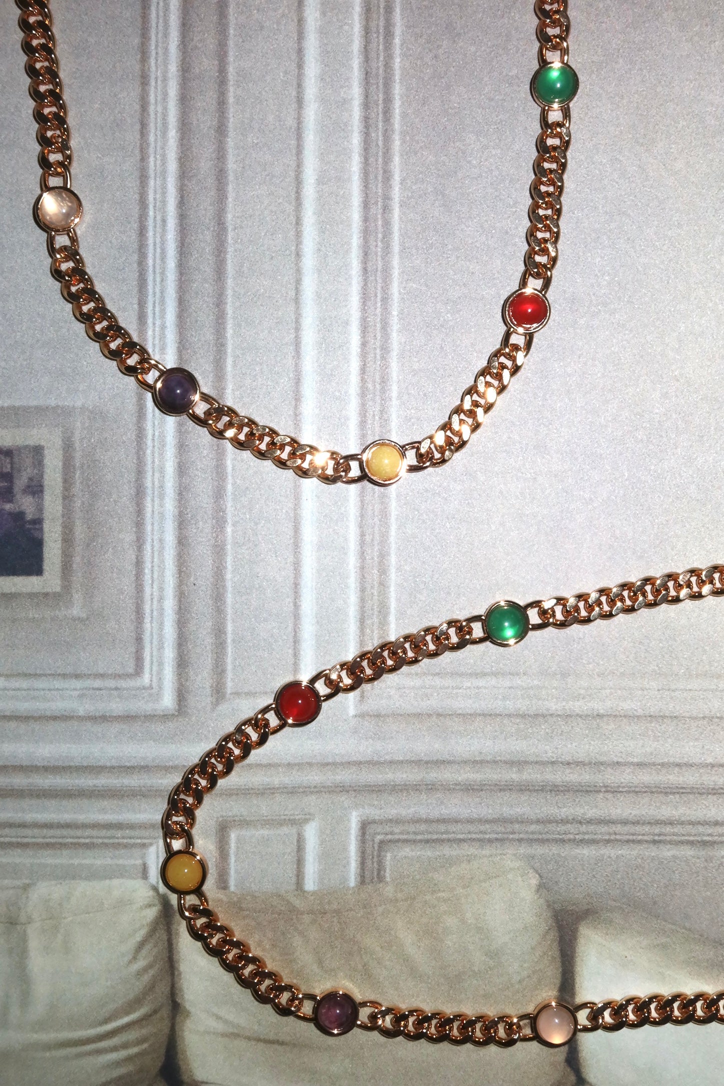 Numa Colorful Stones Golden Necklace