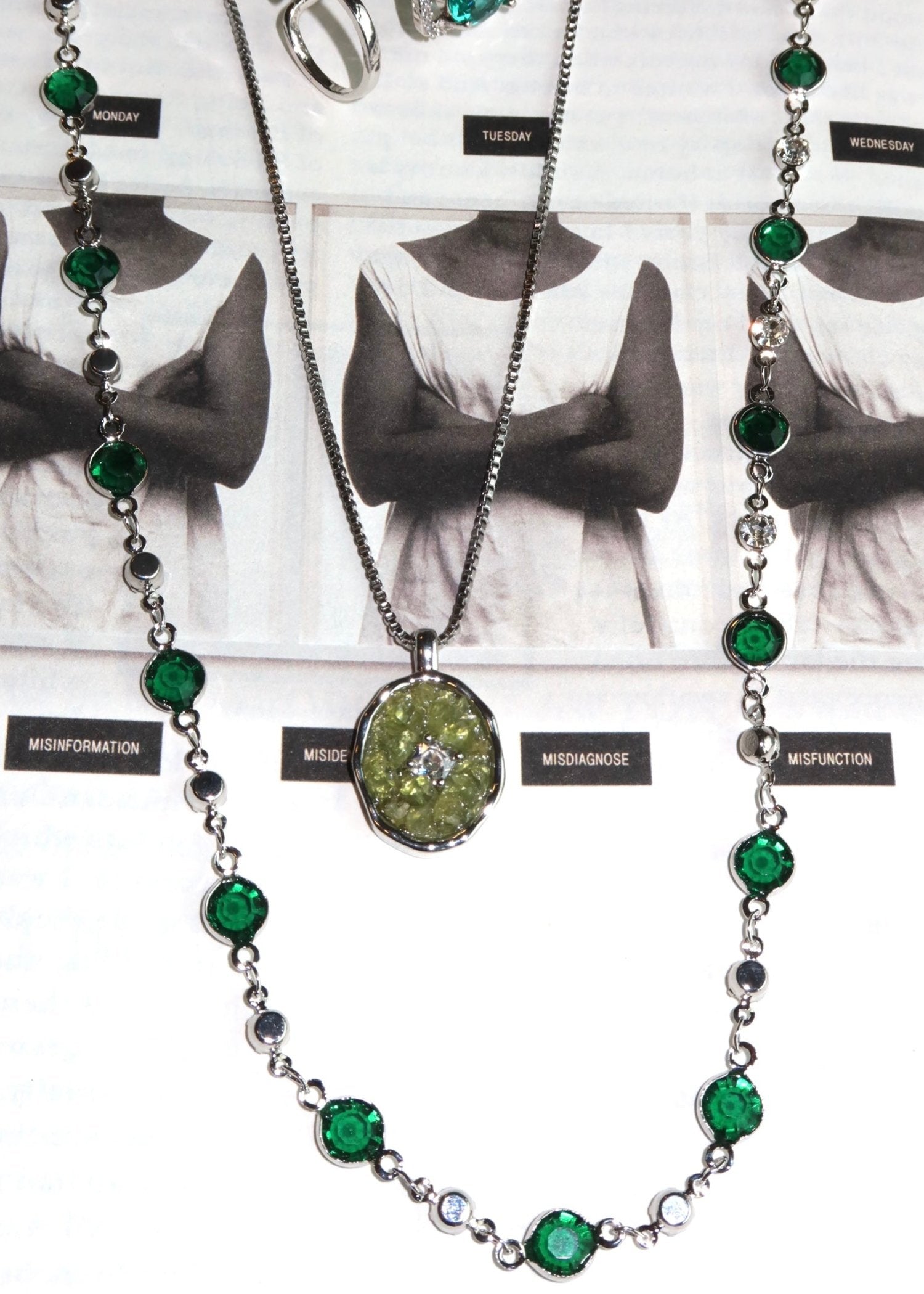 Sabina Green Silver Necklace