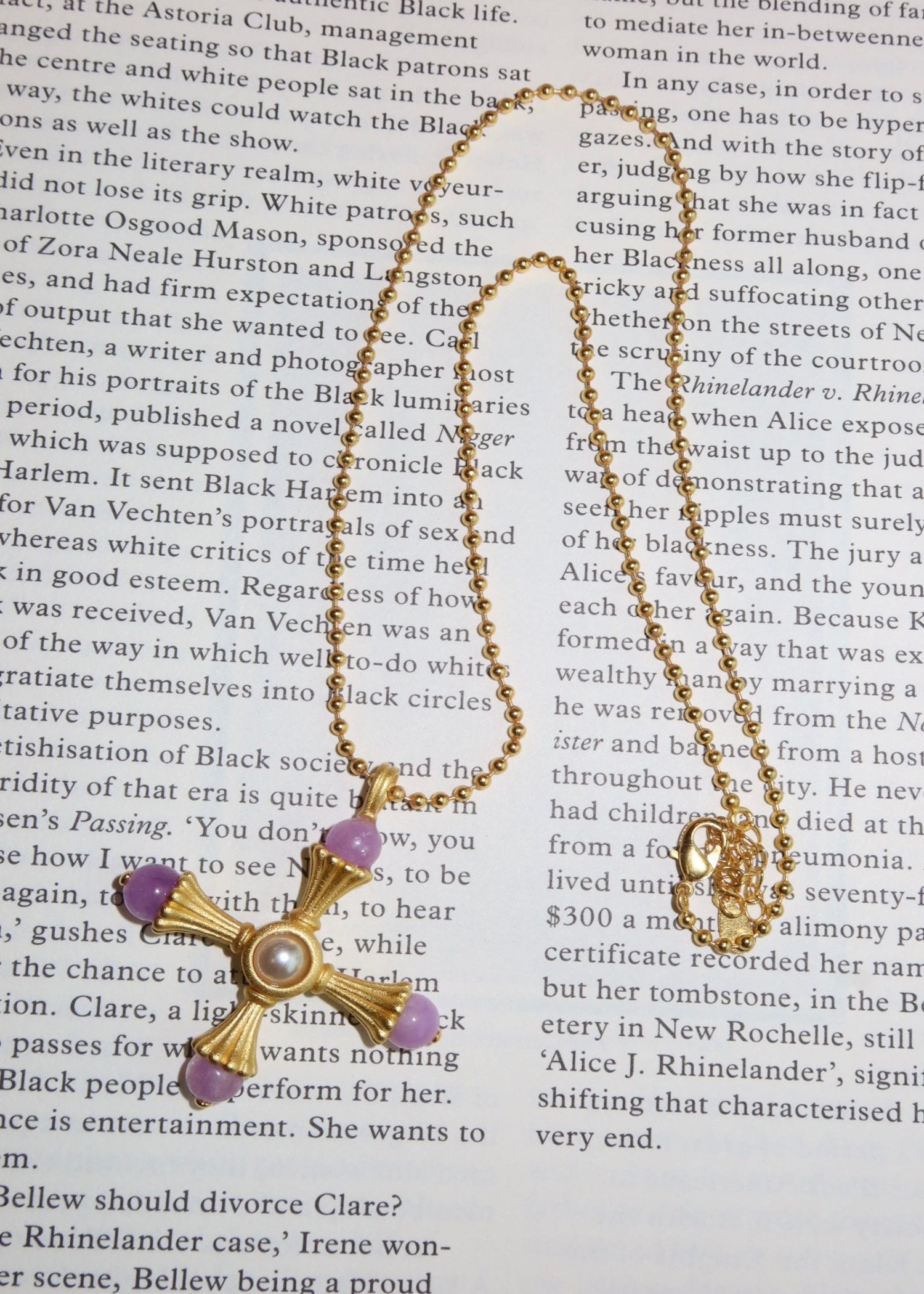 Pink Rose Kiara Golden Cross Necklace