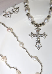 Vintage Pearl Cross Necklace