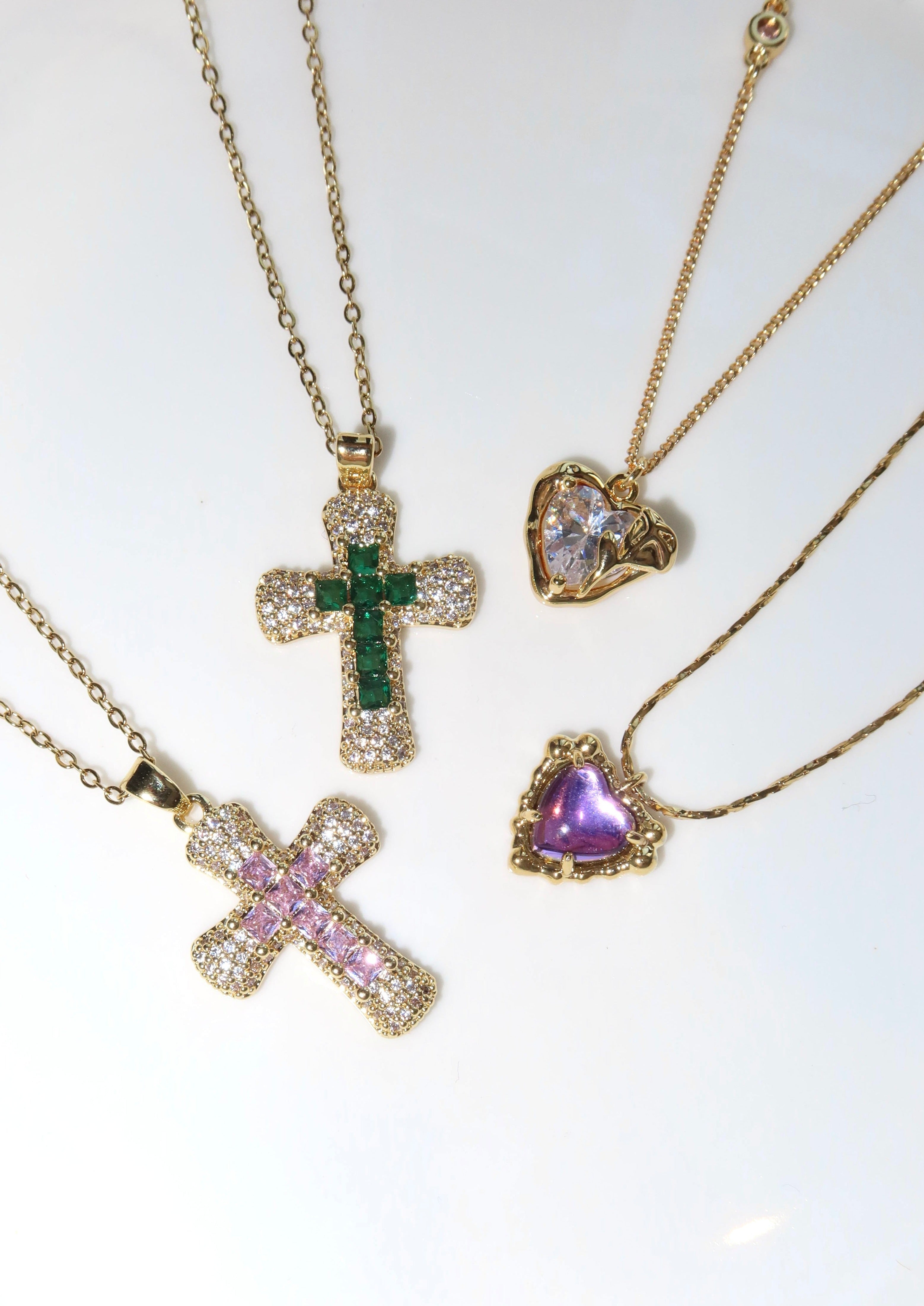 Fabrice Pink Cross Necklace