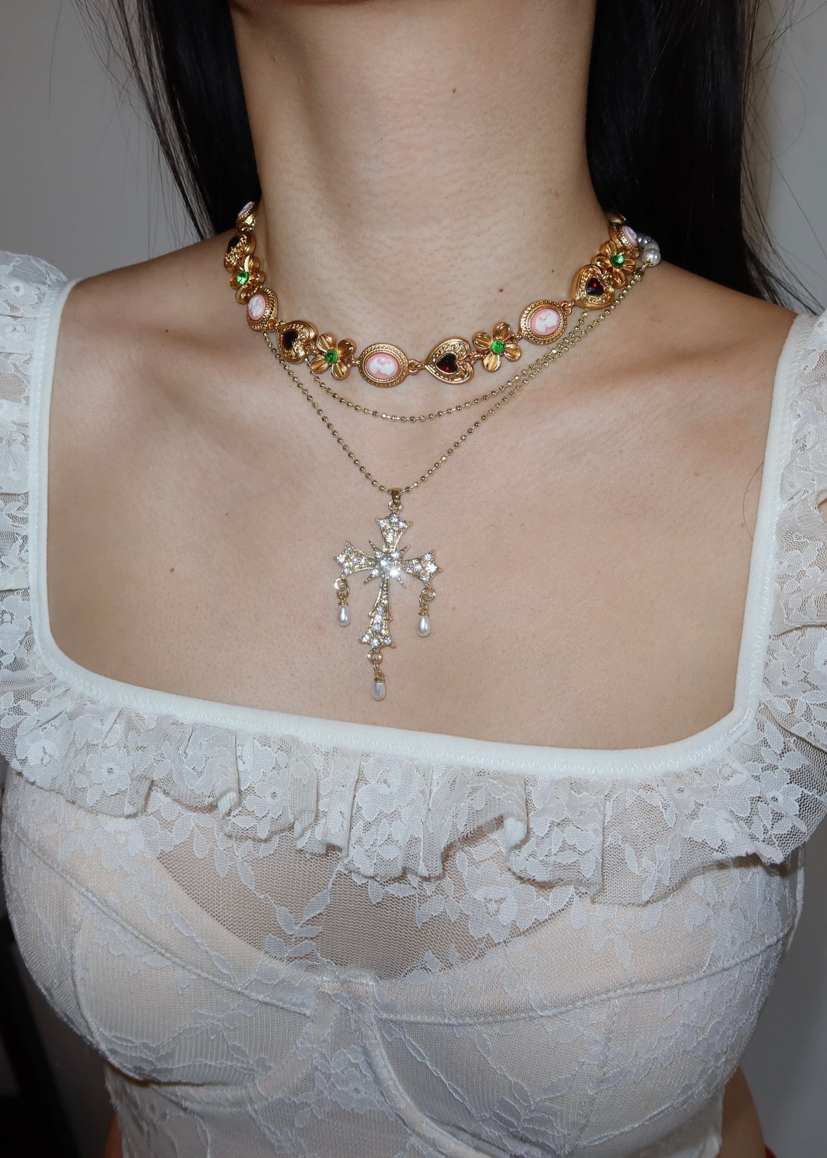 Kurt Golden Cross Pearl Necklace – Vintage Jewelry for Women