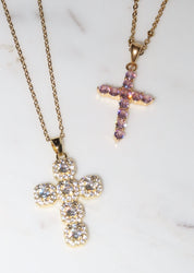 Grace Pink Golden Cross Necklace