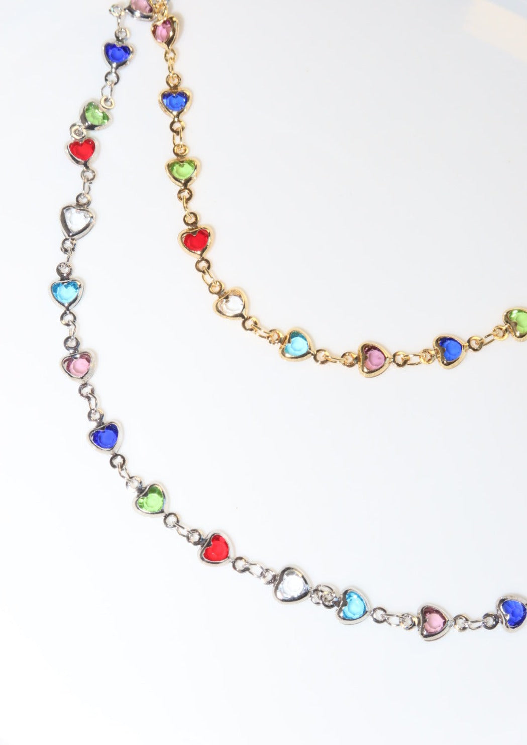Michelle Colorful Hearts Love Golden Necklace – Vintage