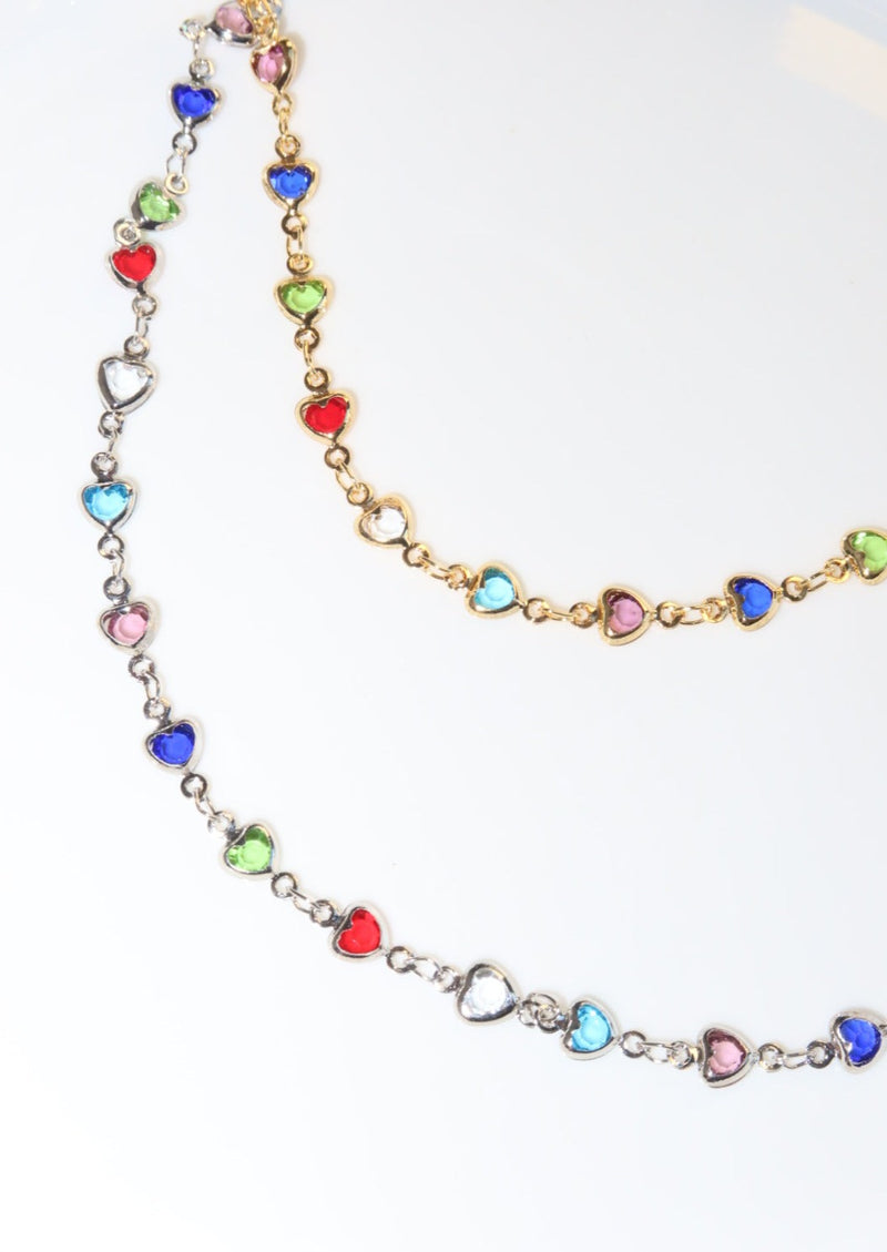 Michelle Colorful Hearts Love Silver Necklace