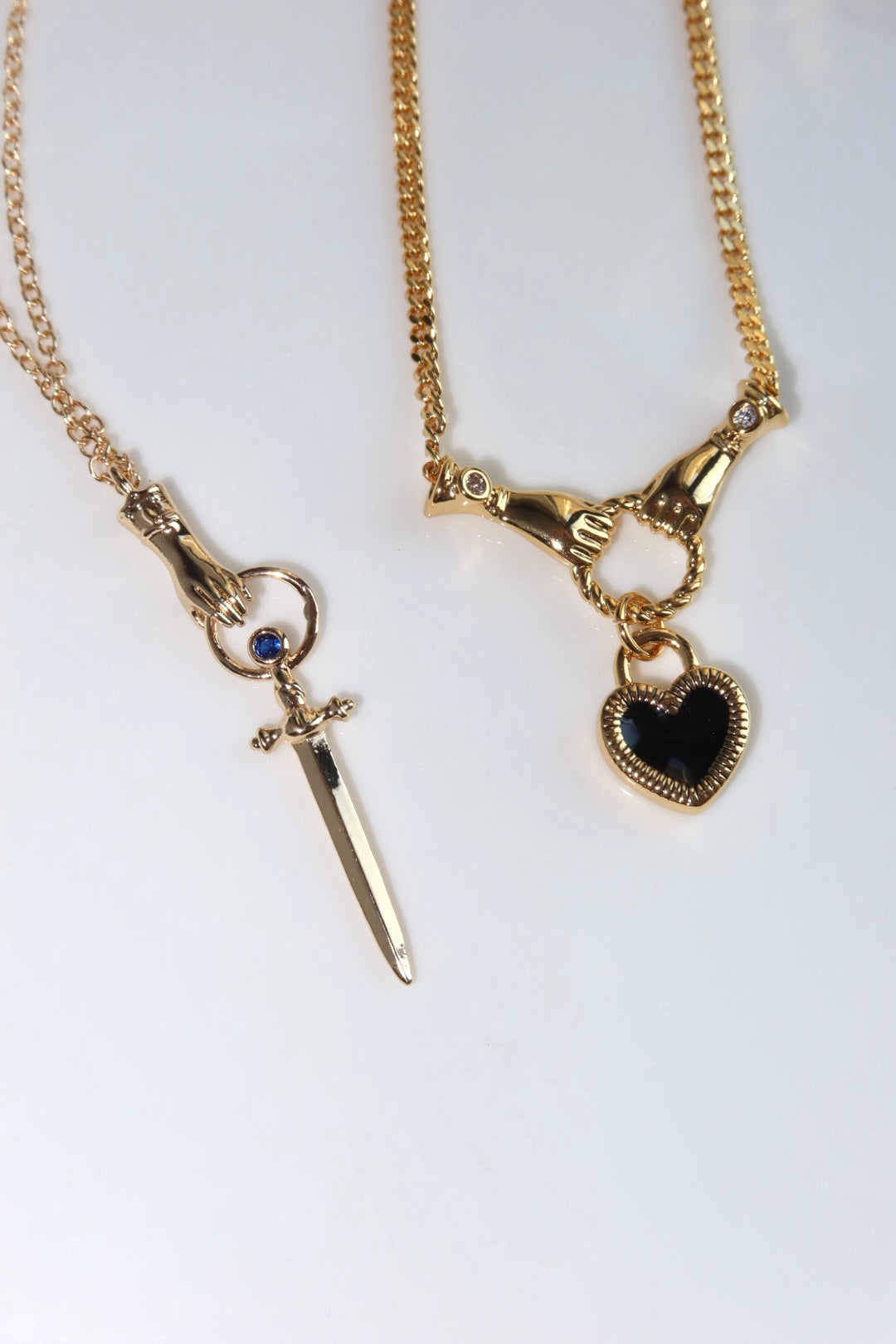 Madelaine Heart In Hands Love Golden Necklace – Vintage Jewelry