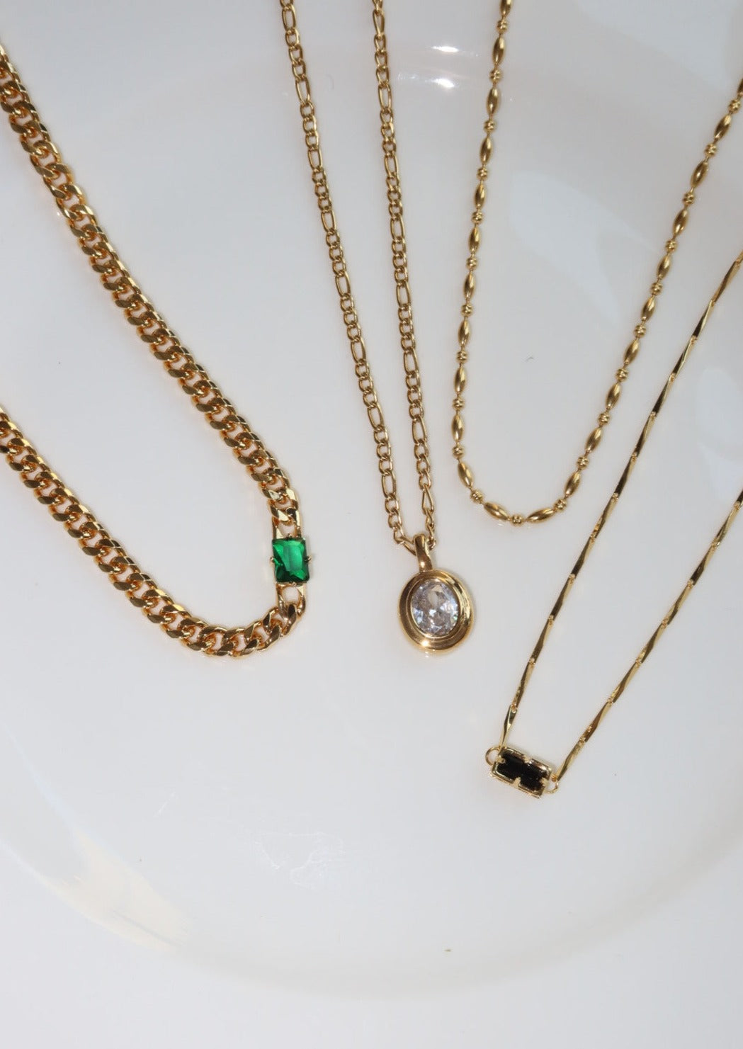 Violette Green Stone Golden Necklace