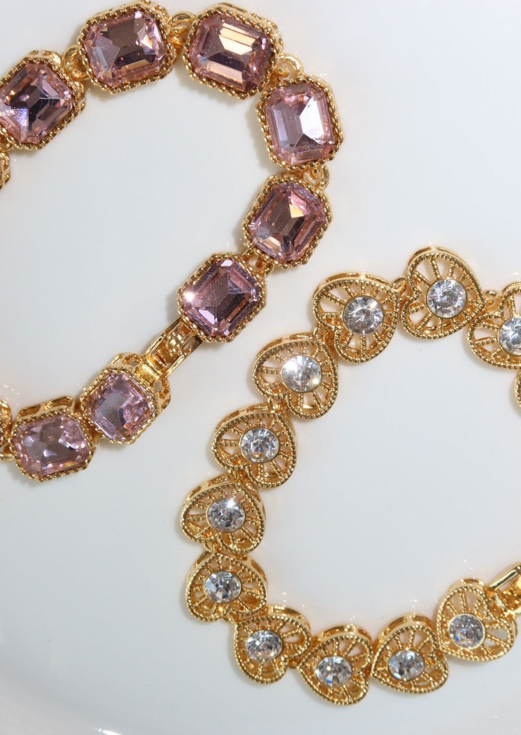 Maddy Pink Stones Golden Bracelet