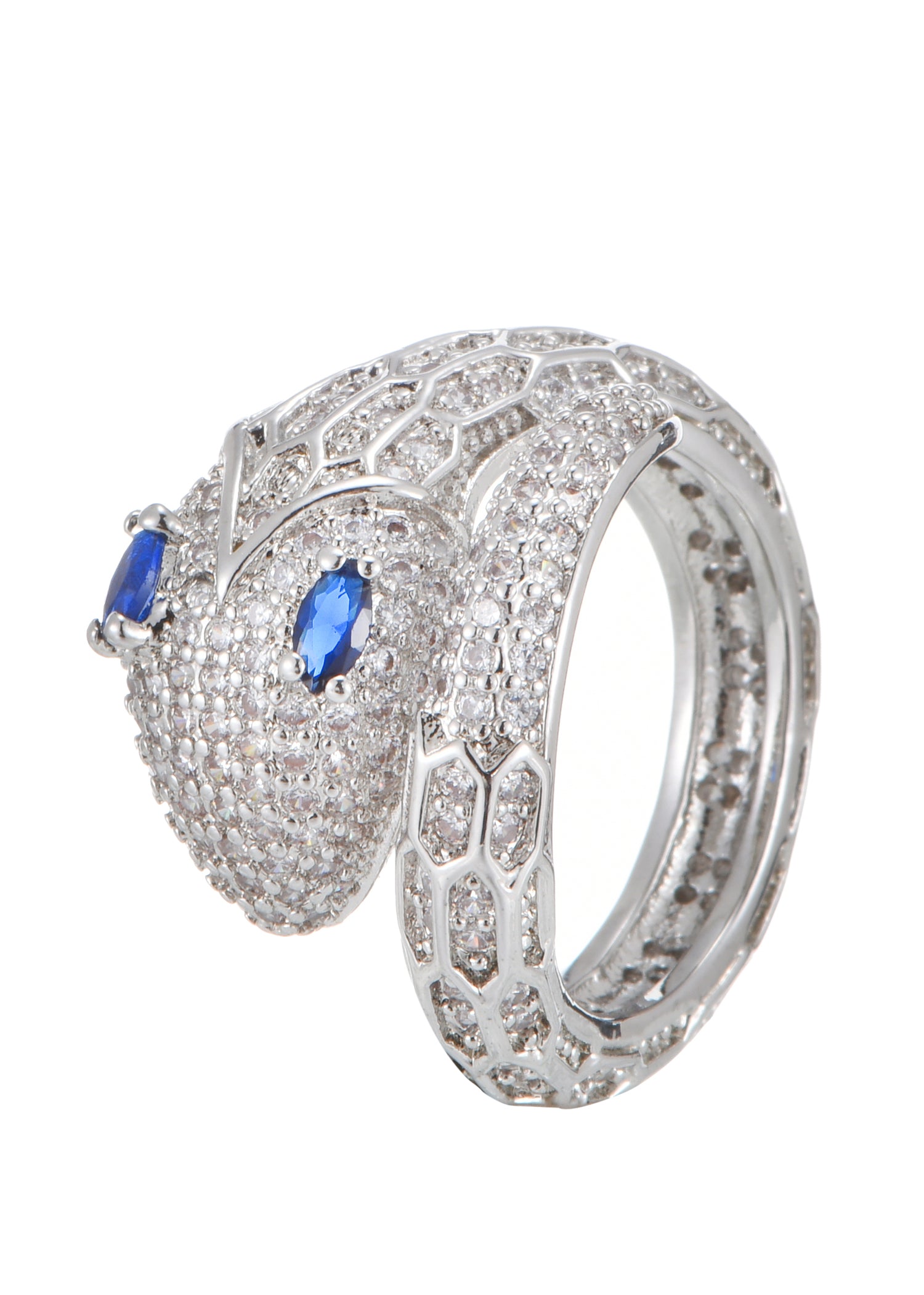 Glittering Blue Serpent Snake Ring