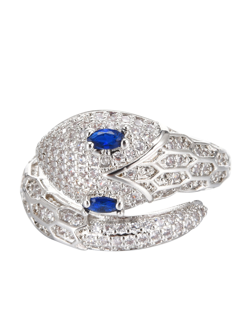 Glittering Blue Serpent Snake Ring