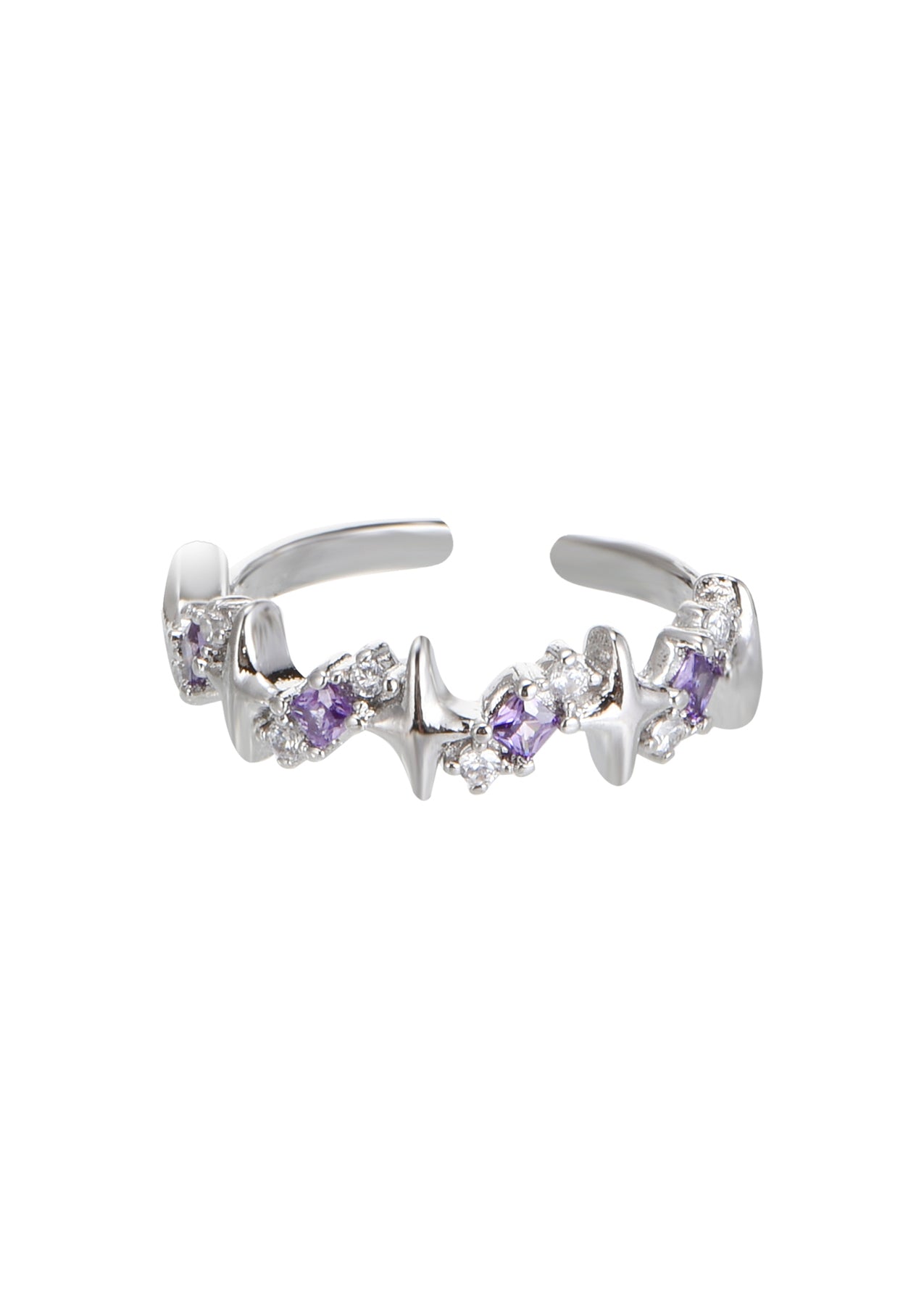 Anillo de plata Jill Purple Glittering Stars