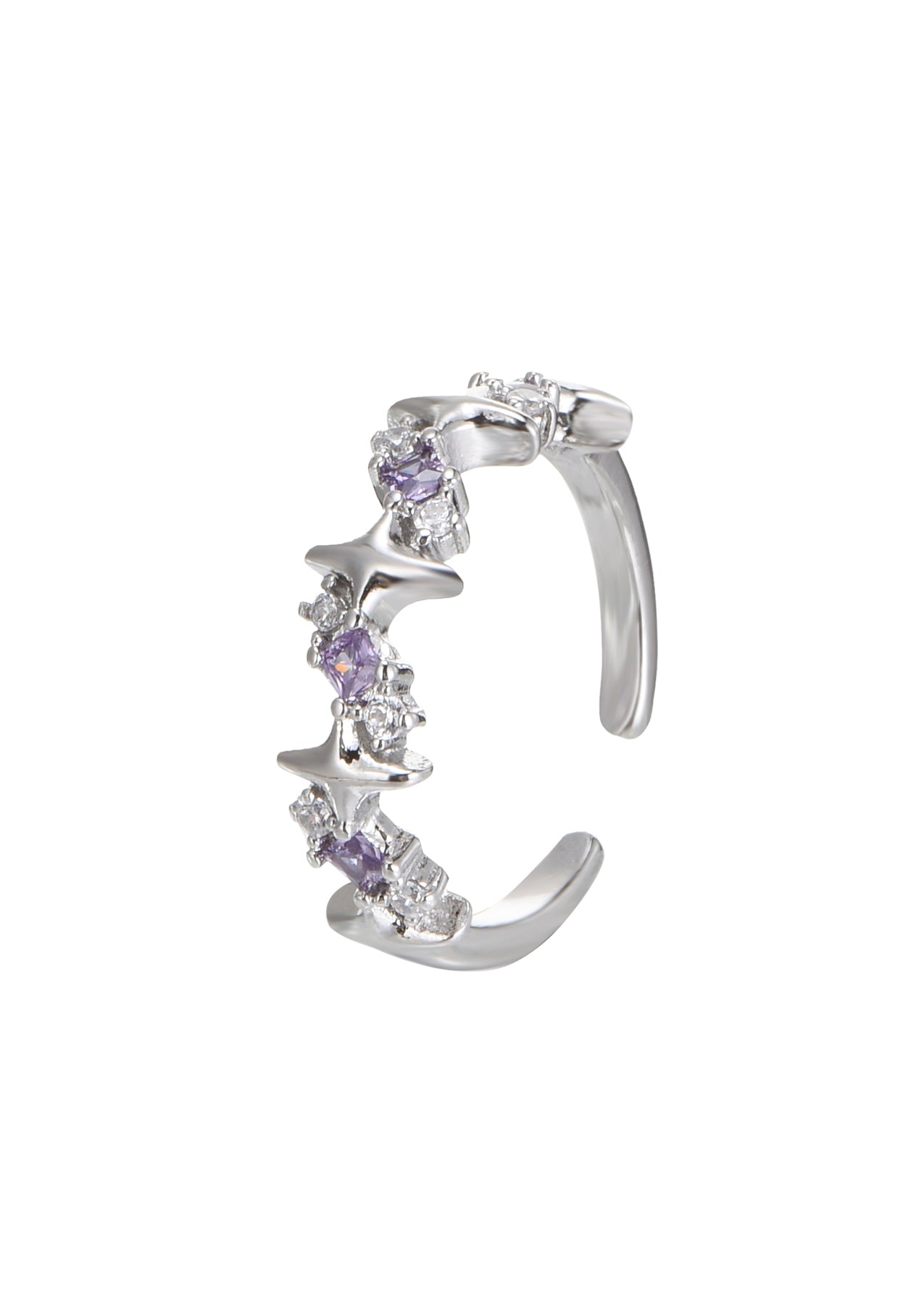 Anillo de plata Jill Purple Glittering Stars