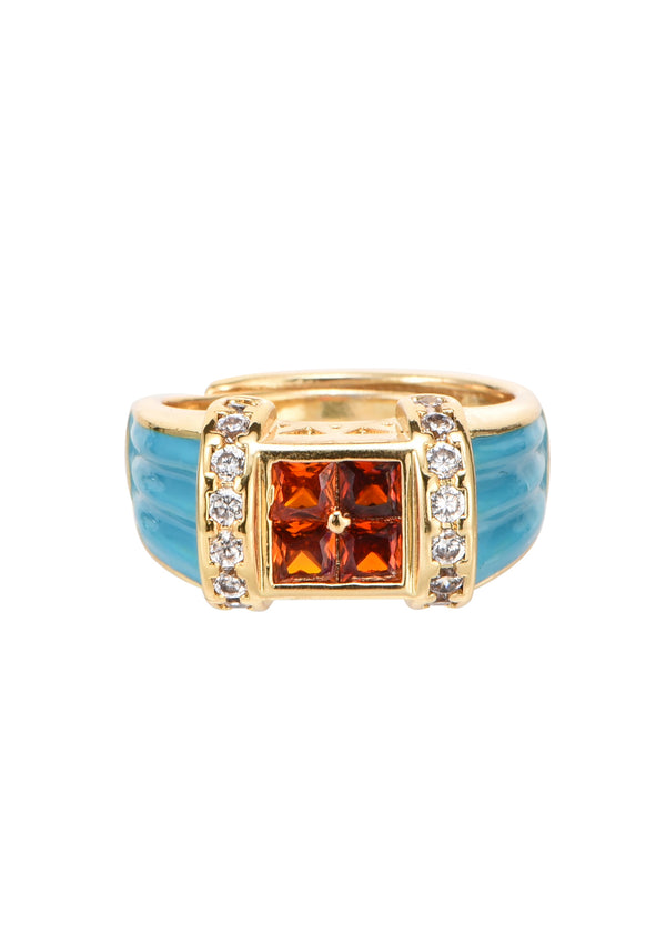 Manon Glittering Orange Blue Vintage Ring