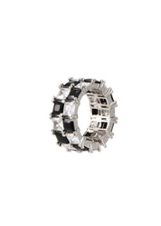 Noire Et Blanc Black And White Glittering Adjustable Ring