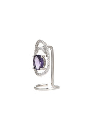 Glittering Purple Silver Nail Ring