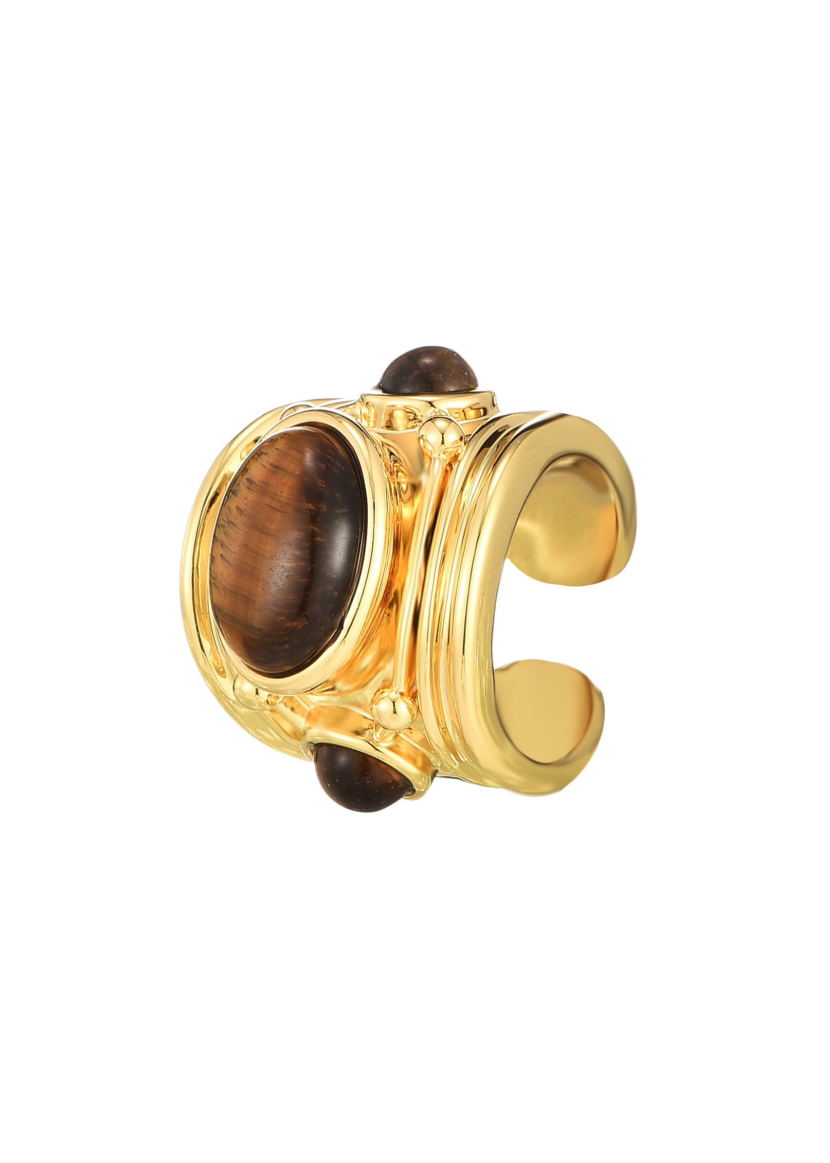 Brynne Golden Chunky Ring - Tiger's Eye