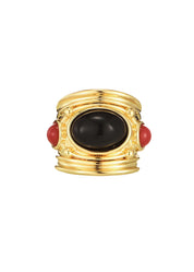 Brynne Golden Chunky Ring -Black Red