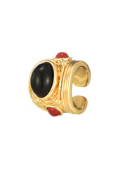 Brynne Golden Chunky Ring -Black Red