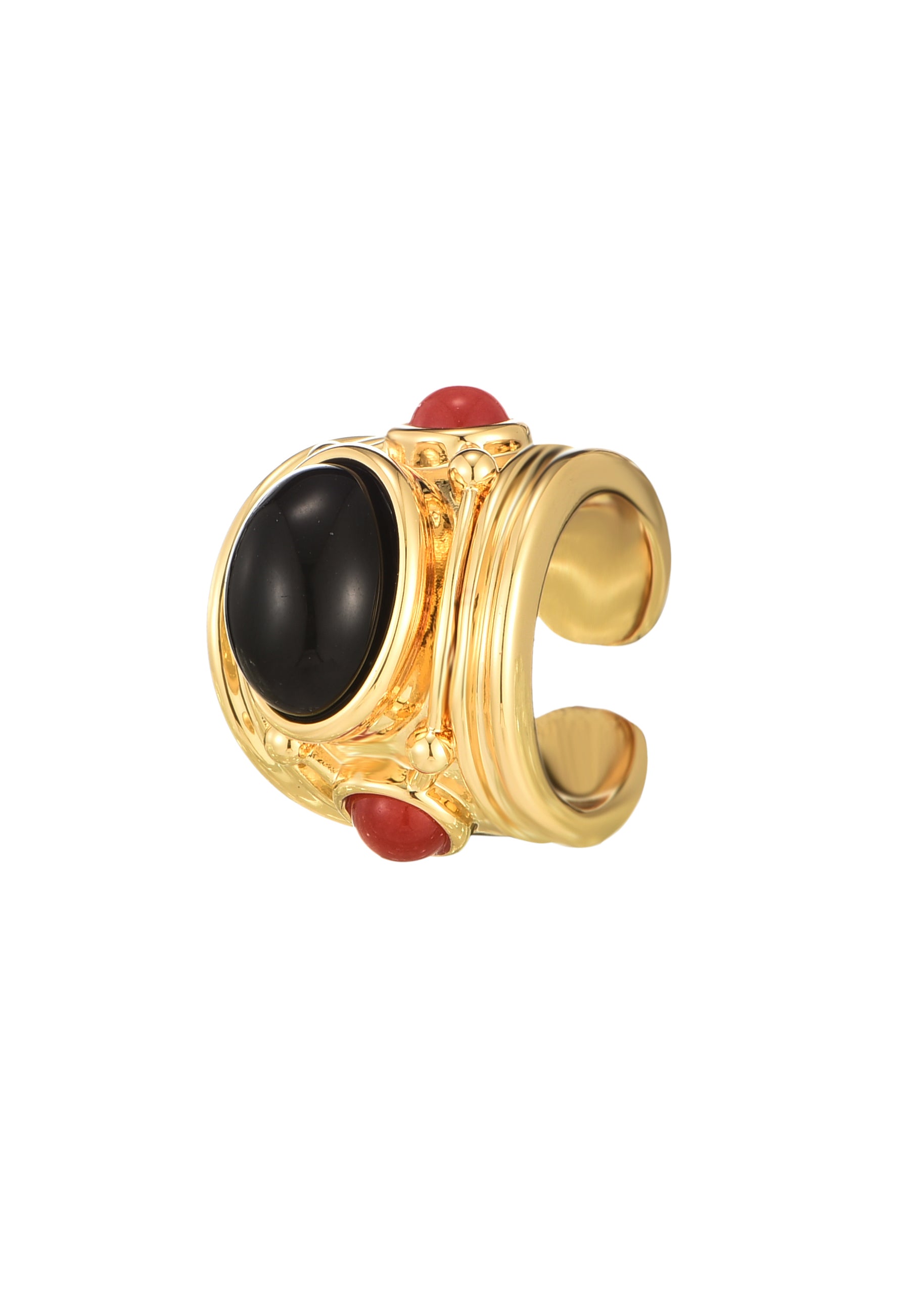Brynne Golden Chunky Ring -Black Red