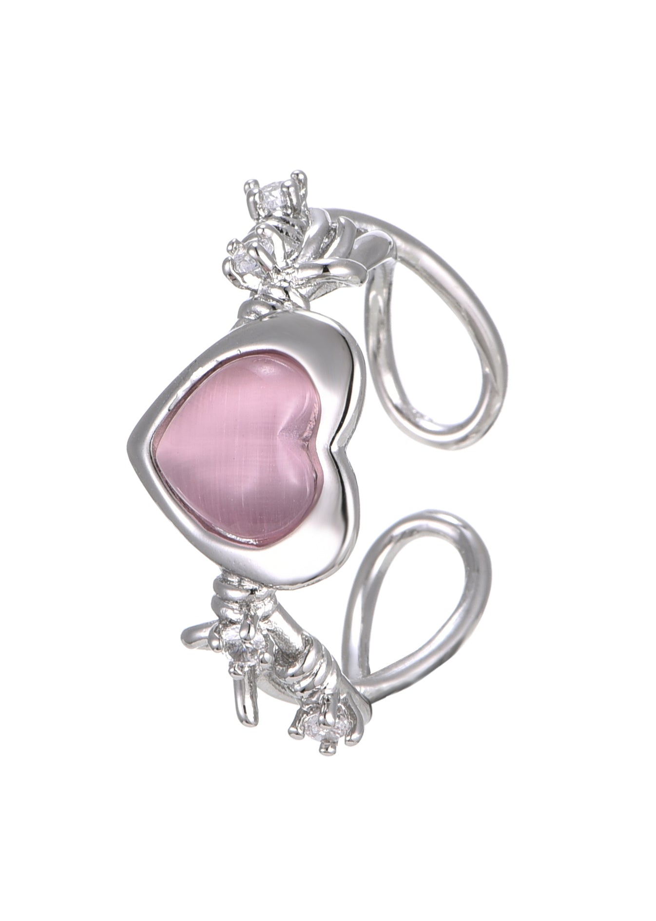 Anillo Cyberlove Corazón Rosa Plata