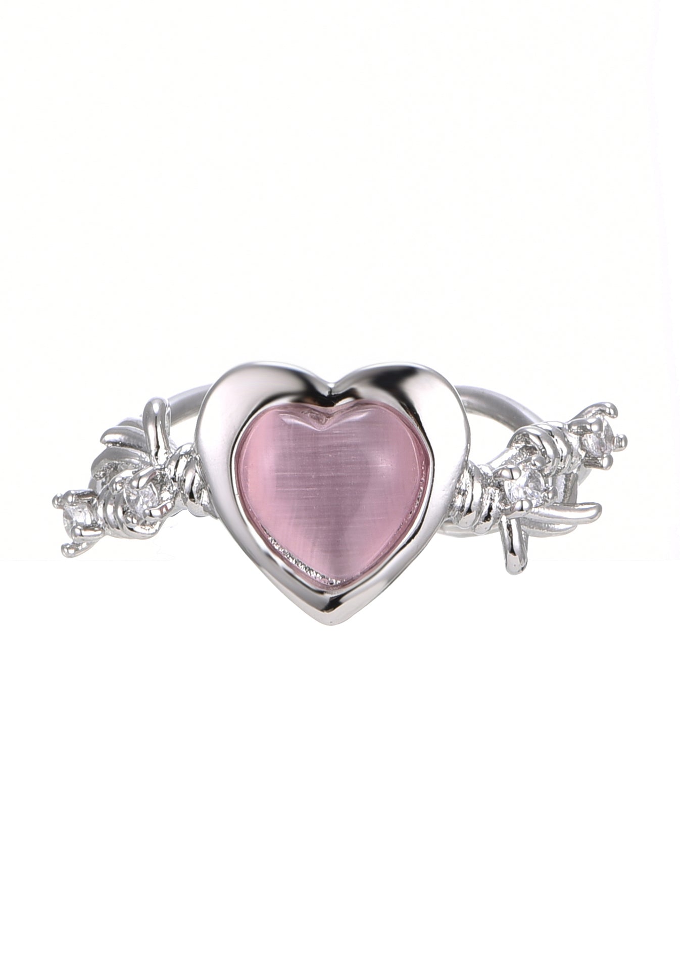 Cyberlove Pink Heart Silver Ring