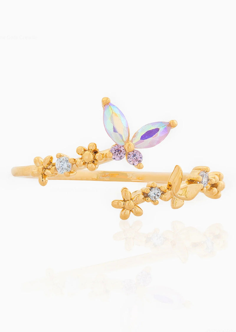 Mini Purple Butterfly Golden Ring