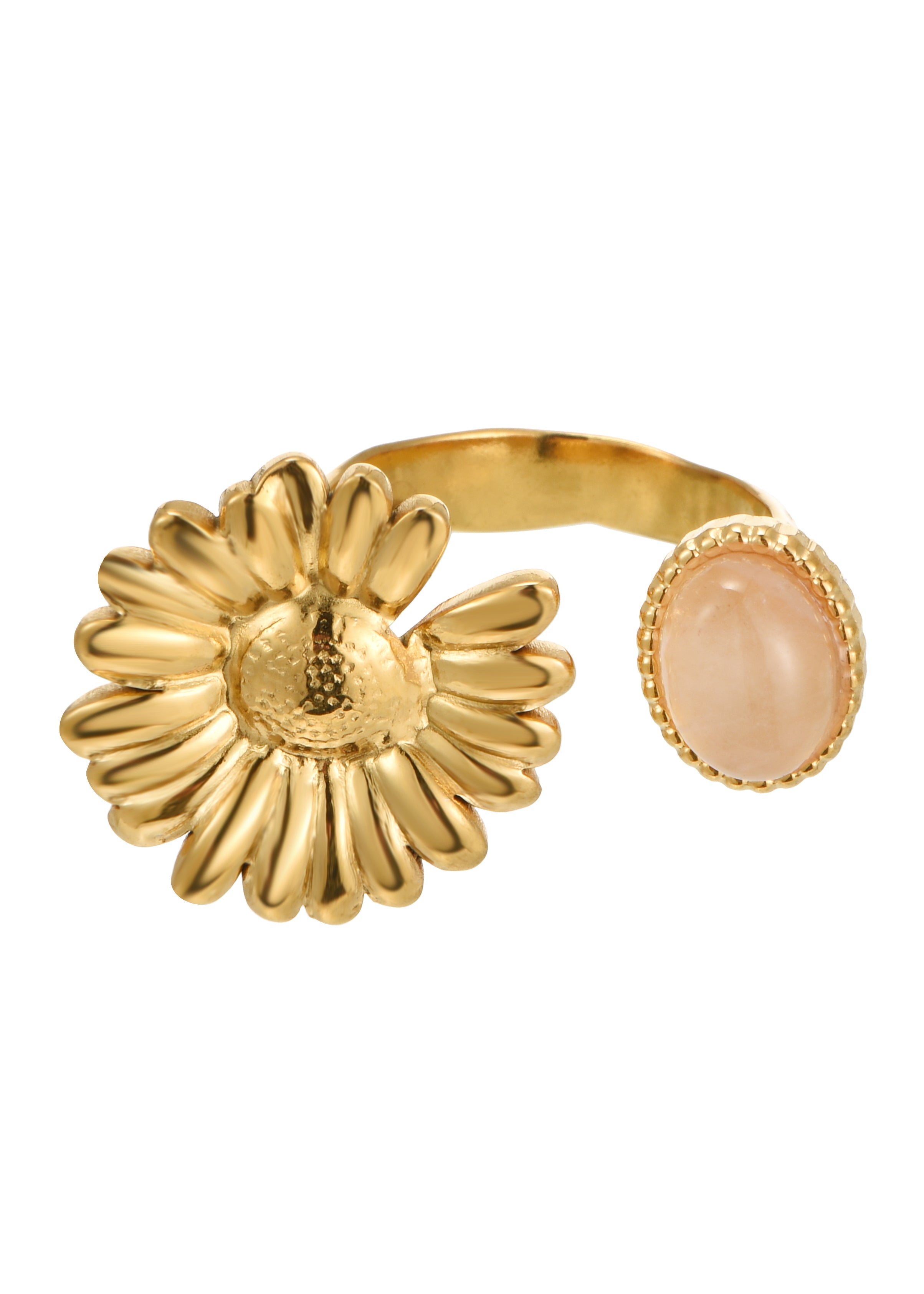 Todd Daisy Flower Pink Opal Golden Ring