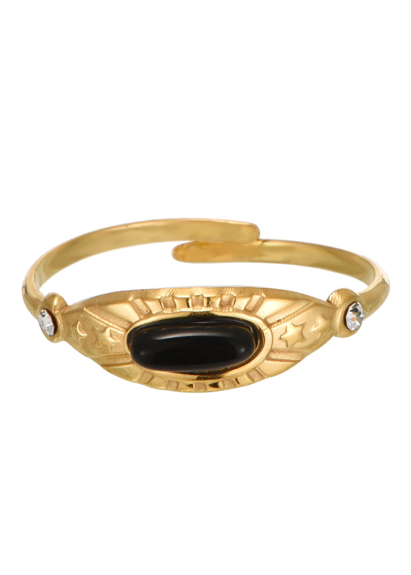 Mia Black Stone Golden Ring