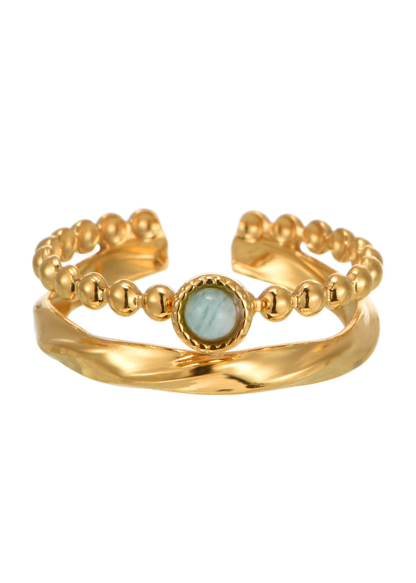 Zoe Amazon Stone Golden Ring