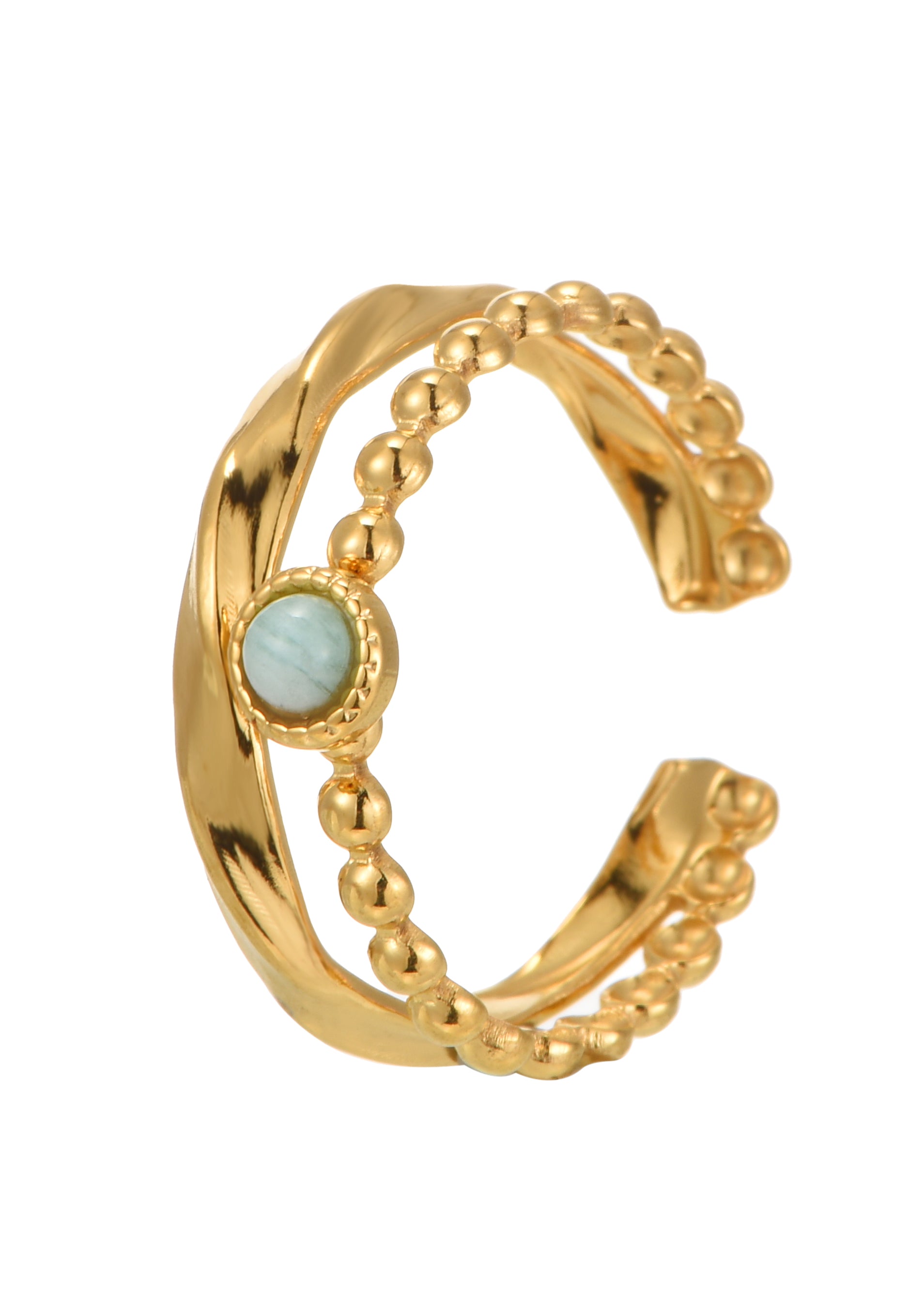 Zoe Amazon Stone Golden Ring