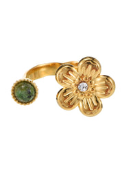 Todd Sakura Green Natural Stone Golden Ring