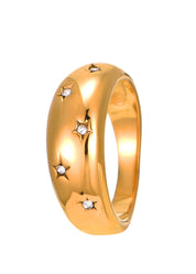 Anillo dorado con diamantes Star River