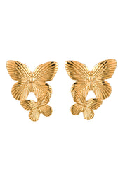 Duo Giant Golden Moth Earrings