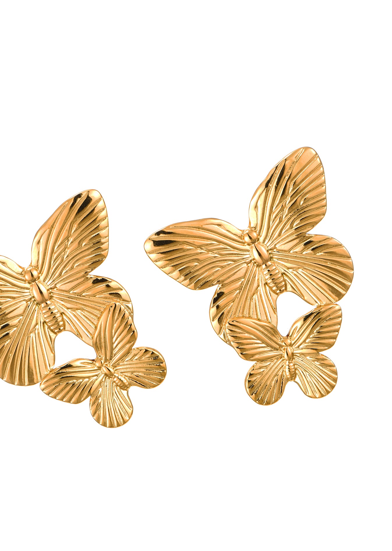 Duo Giant Golden Moth Earrings