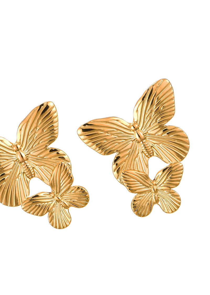 Duo Giant Golden Moth Earrings