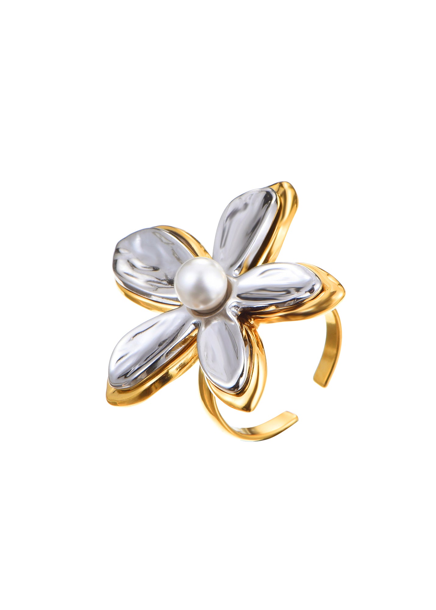 Joanne Flower Silver Golden Ring