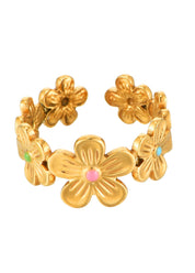 Jungle Flower Blooming Colorful Golden Ring