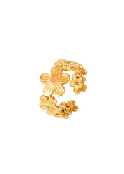 Jungle Flower Blooming Colorful Golden Ring