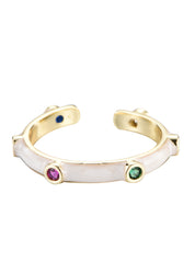 Mae Colorful Stones White Ring