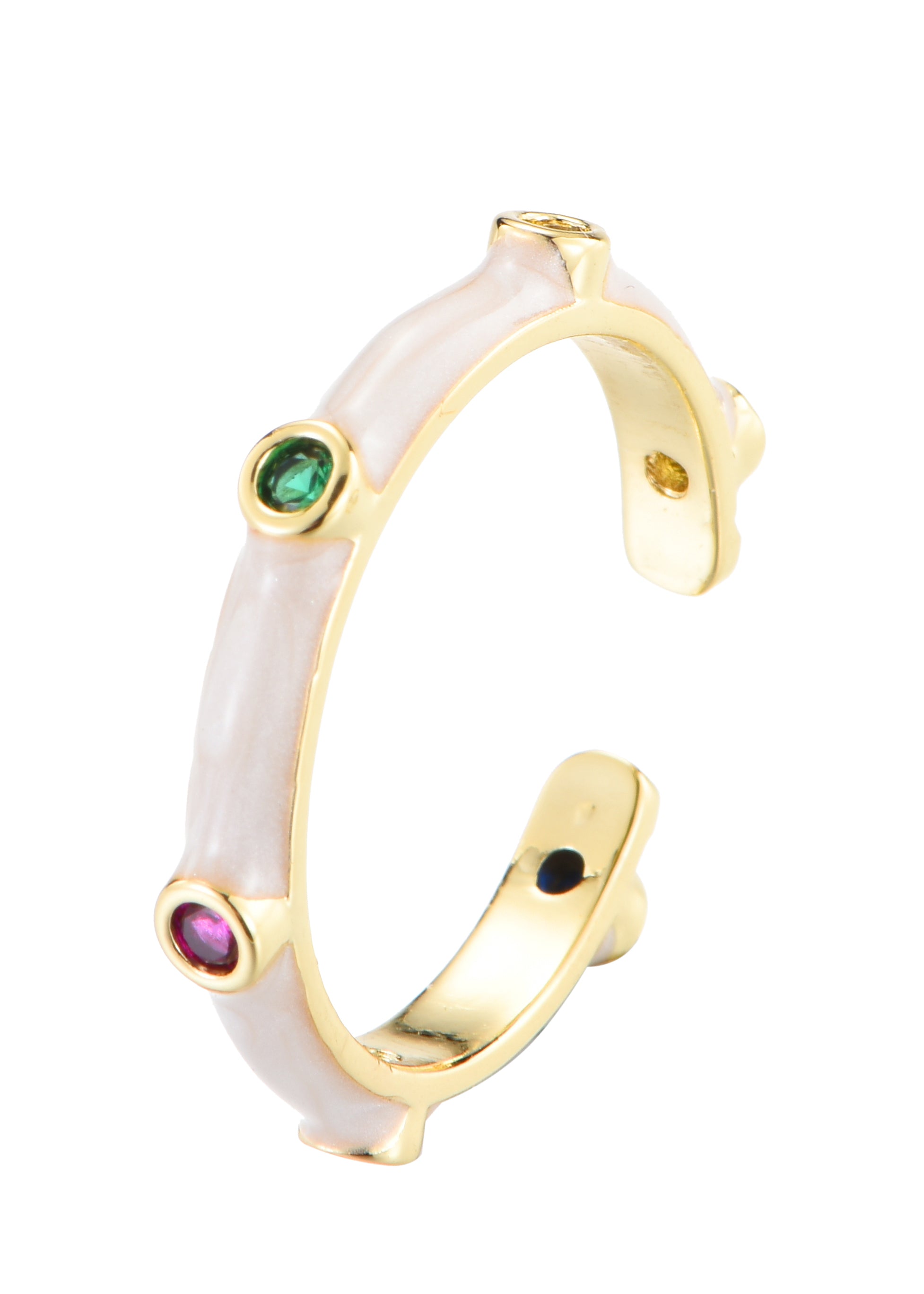 Mae Colorful Stones White Ring