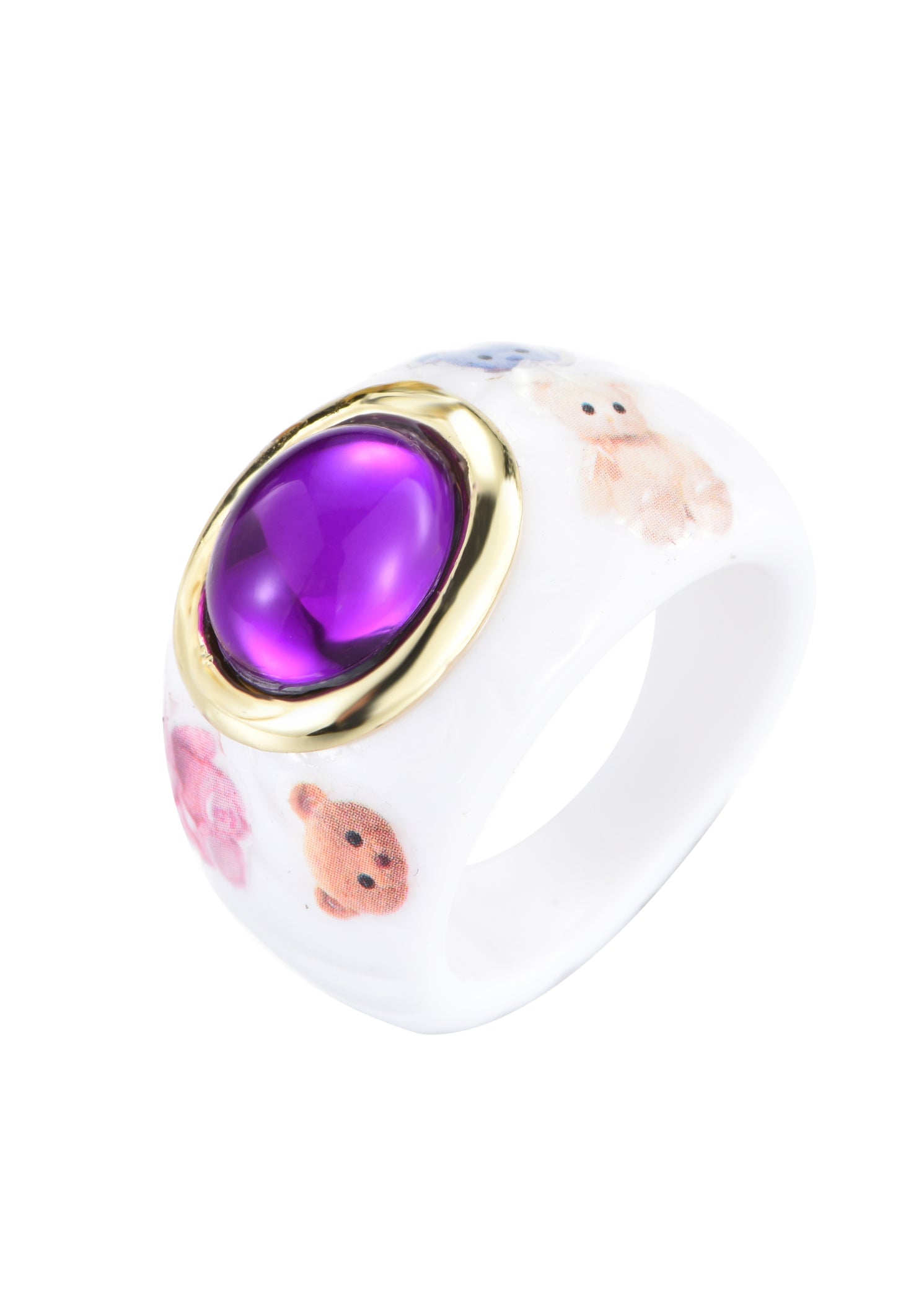 Momo Ring I - Bear White Purple