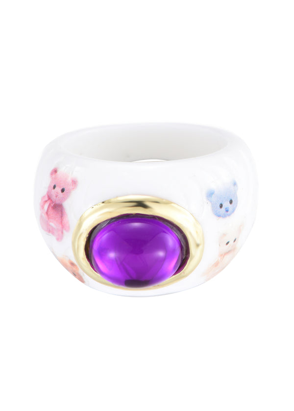 Momo Ring I - Bear White Purple
