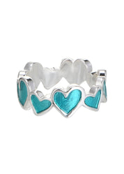 Bruna Blue Love Adjustable Silver Ring