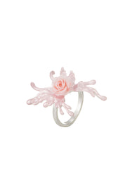 Pink Flower Butterfly Ring