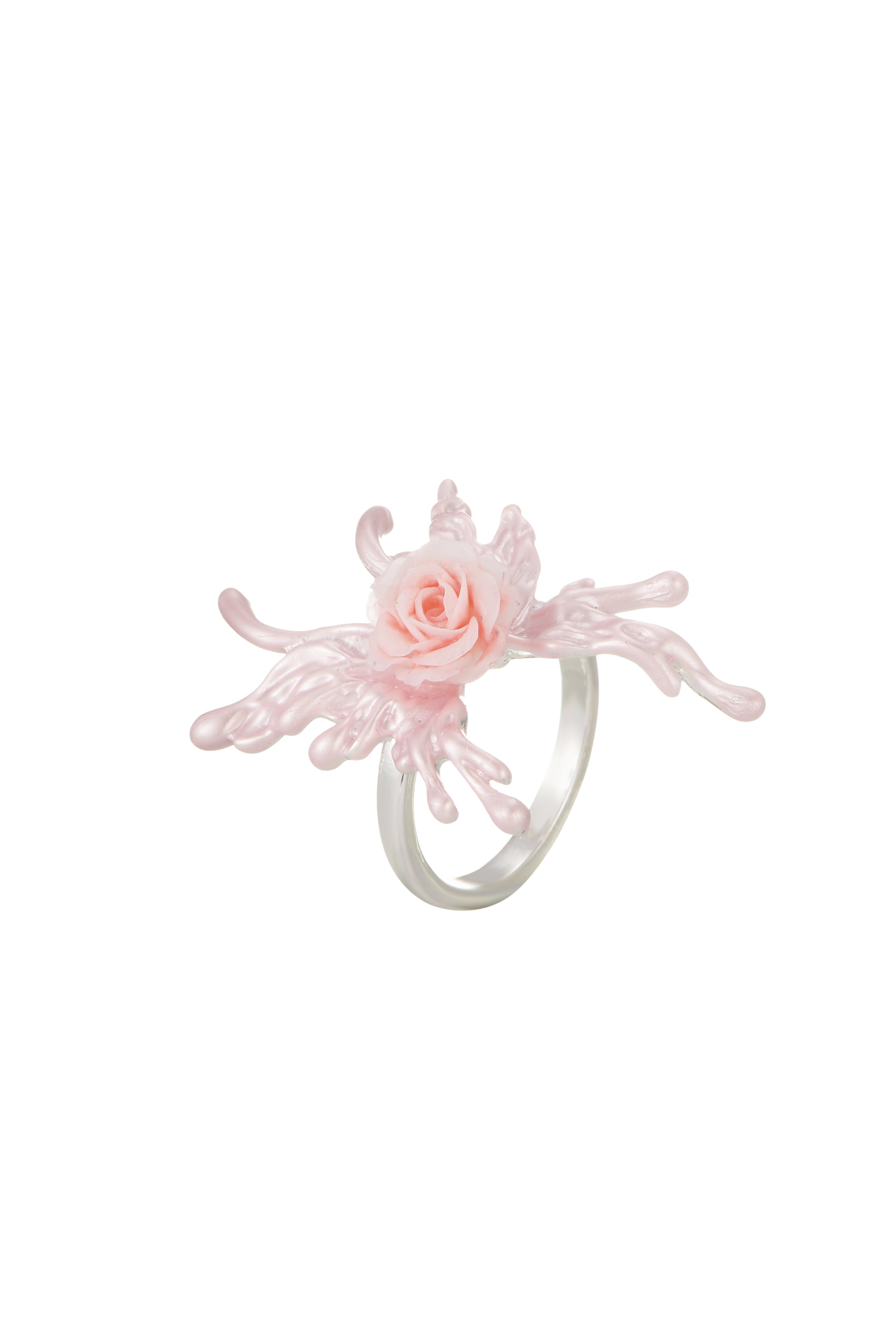 Pink Flower Butterfly Ring