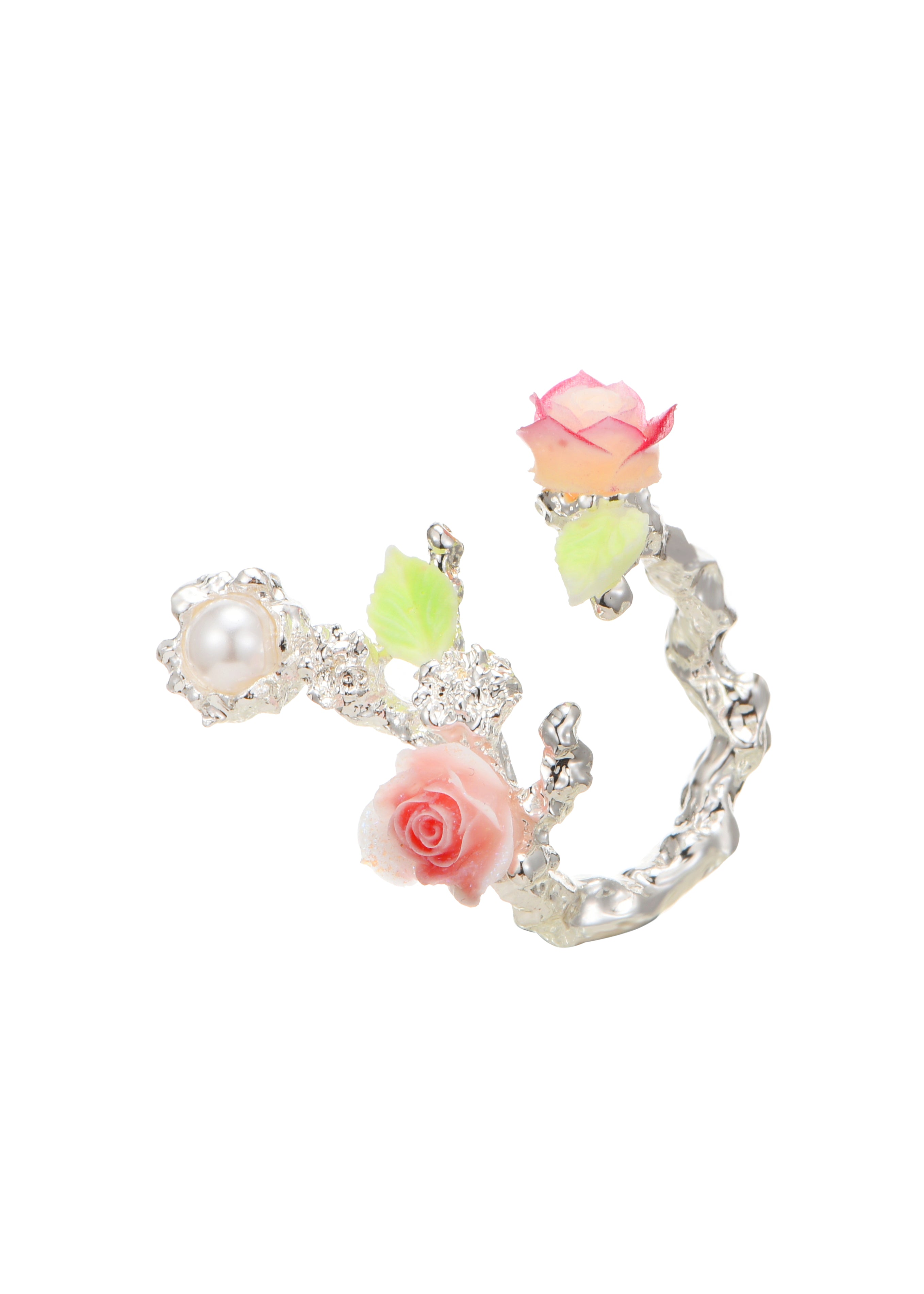 Cate Rose Flower Silver Ring