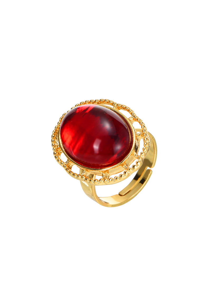 Helena Red Vintage Golden Ring